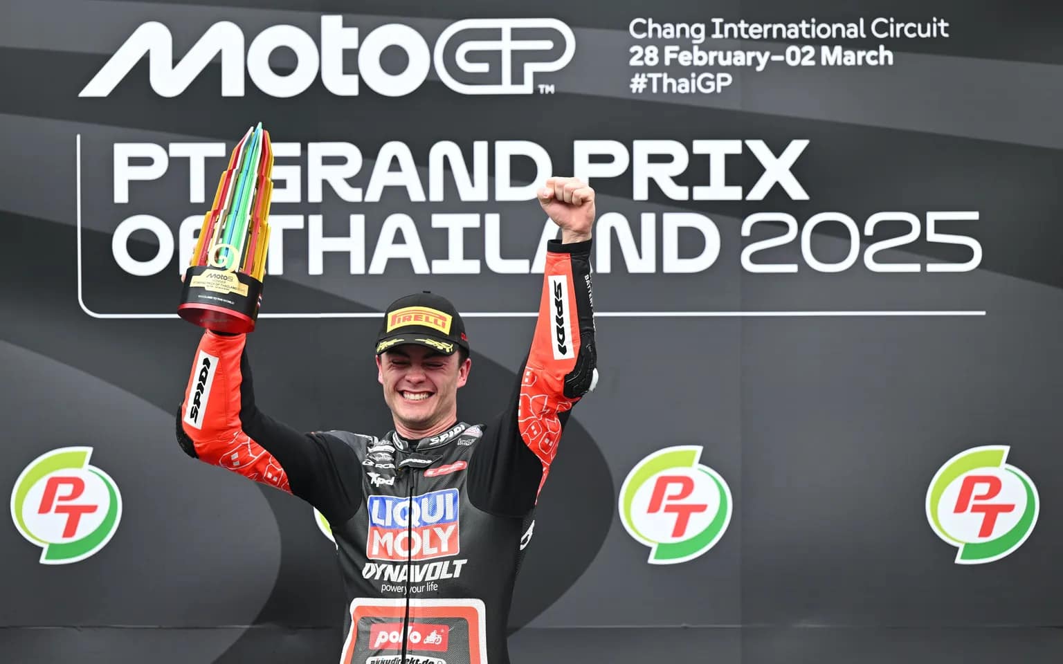 Featured image for “Moto2: Manuel Gonzalez runs away with victory as 2025 kicks off in Thailand.”