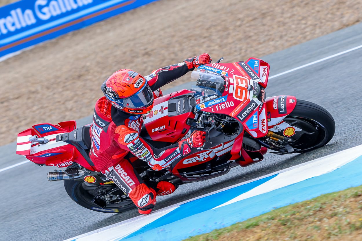 Featured image for “MotoGP: Marc Marquez Wins the First Flag-to-Flag Tissot Sprint at Jerez Despite Crashing”